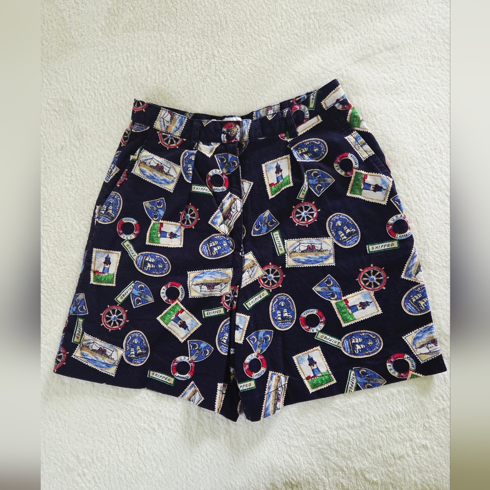 Jones New York ✨️ Navy Nautical Print High-Waist Women's Shorts Size W24